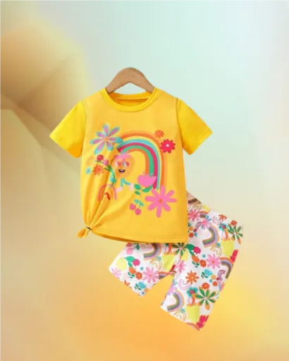 T-Shirt Set for Girls- Yellow